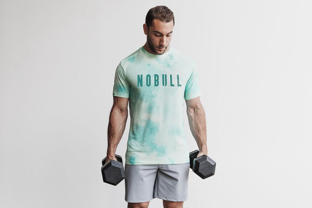 NOBULL Men's Tee - Vanilla & Aqua Tie-Dye - Ireland (3172CNZWT)